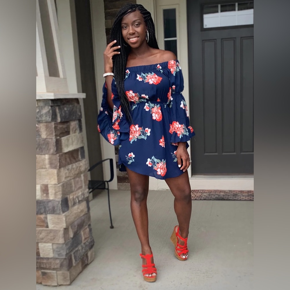 Navy Floral Dress